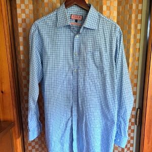 Thomas Pink Blue Dress Shirt Classic Collar Cotton Blend Size 17.5 By 35.5